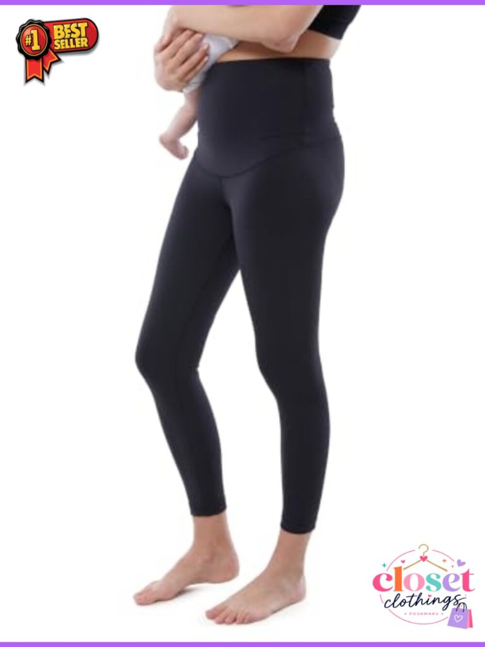 Postpartum Compression Leggings High Rise Tummy Control Cropped Yoga